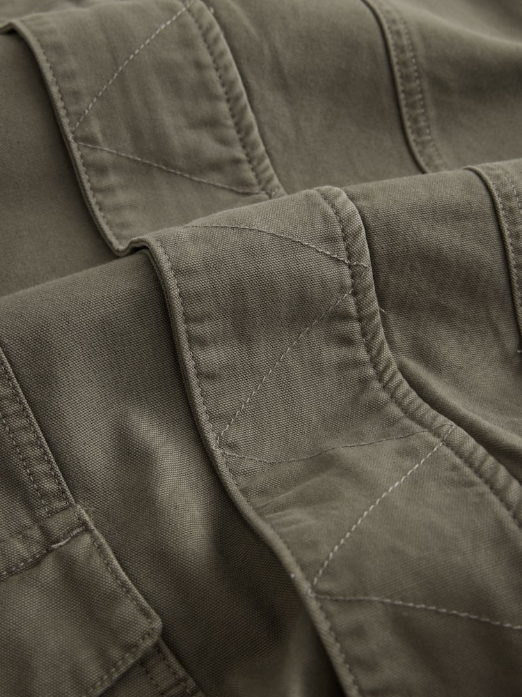 Khaki Green Funnel Neck Jacket - Image 3 of 3 Khaki Green Funnel Neck Jacket - Image 3 of 3