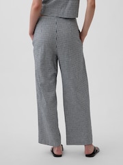 Gap Black Check Linen-Blend Relaxed Straight Ankle Trousers - Image 2 of 4