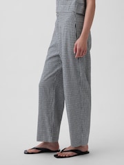 Gap Black Check Linen-Blend Relaxed Straight Ankle Trousers - Image 3 of 4