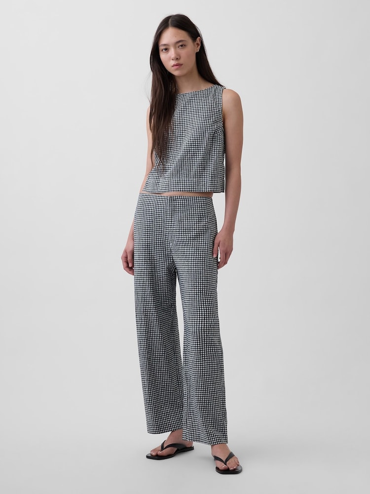 Gap Black Check Linen-Blend Relaxed Straight Ankle Trousers - Image 4 of 4 Gap Black Check Linen-Blend Relaxed Straight Ankle Trousers - Image 4 of 4