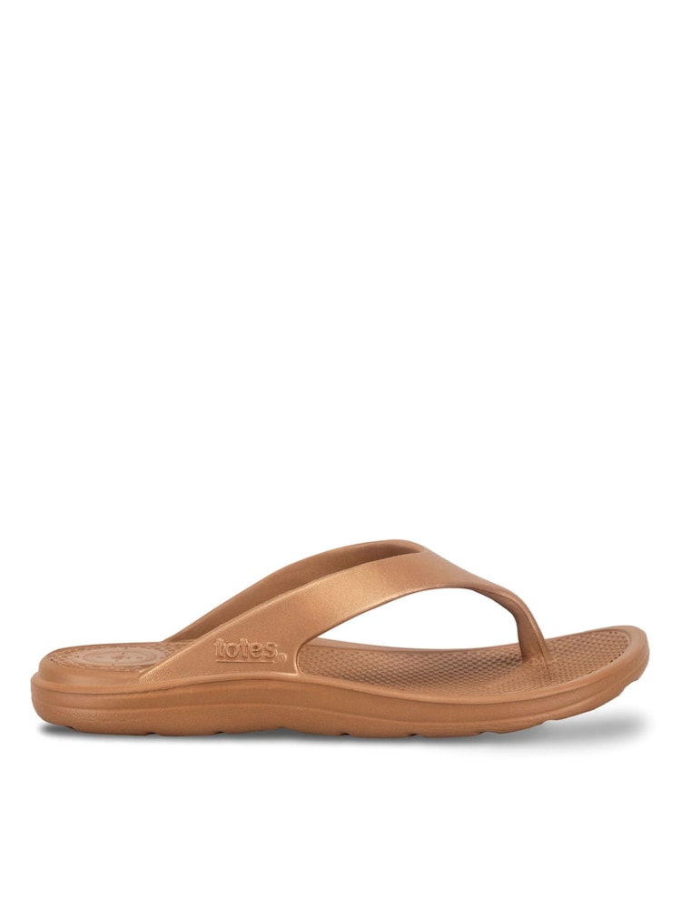 Totes Gold Solbounce Toe Post Flip Flops Sandals - Image 2 of 5