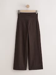 Chocolate Brown Wrap Waist Jersey Denim Wide Leg Trousers - Image 5 of 7
