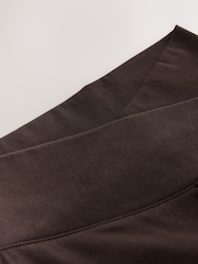 Chocolate Brown Wrap Waist Jersey Denim Wide Leg Trousers - Image 7 of 7