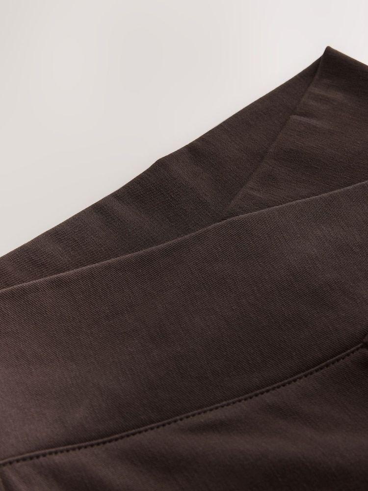 Chocolate Brown Wrap Waist Jersey Denim Wide Leg Trousers - Image 7 of 7 Chocolate Brown Wrap Waist Jersey Denim Wide Leg Trousers - Image 7 of 7