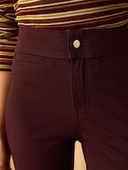 Burgundy Red Flare Leg Denim Jersey Leggings - Image 4 of 7