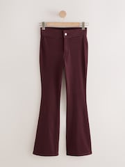 Burgundy Red Flare Leg Denim Jersey Leggings - Image 5 of 7