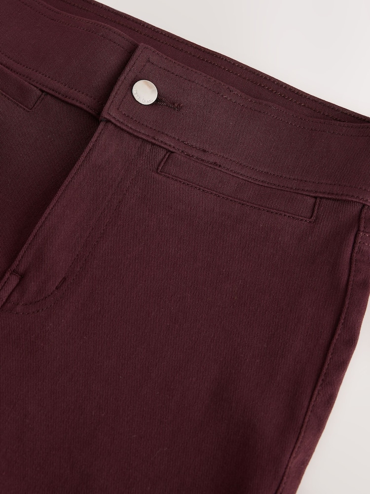 Burgundy Red Flare Leg Denim Jersey Leggings - Image 7 of 7 Burgundy Red Flare Leg Denim Jersey Leggings - Image 7 of 7
