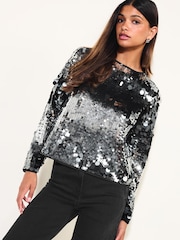 Friends Like These Silver Premium Disc Sequin Top - Image 3 of 6