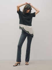 Teal Blue Jersey Bootcut Leggings - Image 1 of 8