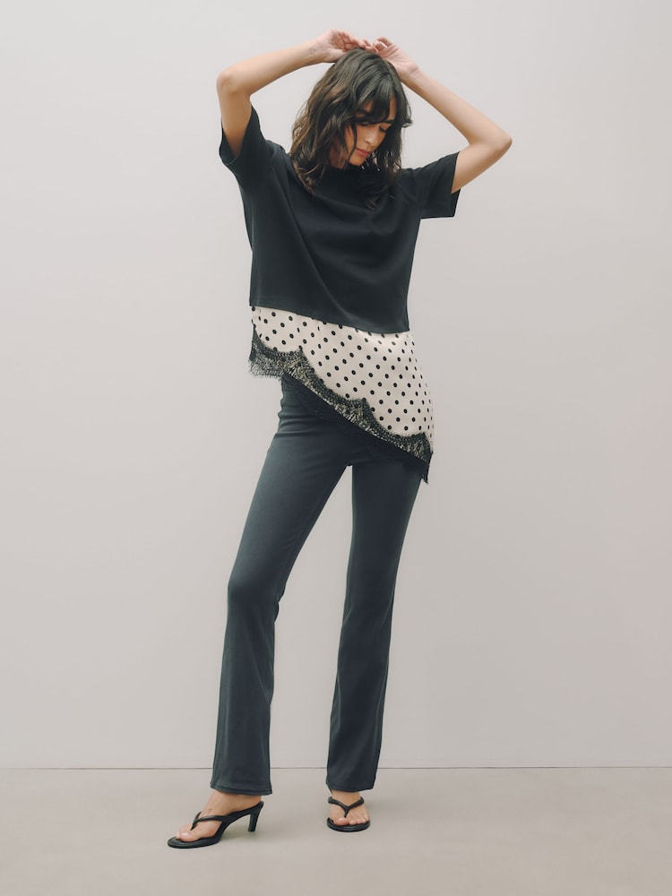 Teal Blue Jersey Bootcut Leggings - Image 1 of 8 Teal Blue Jersey Bootcut Leggings - Image 1 of 8
