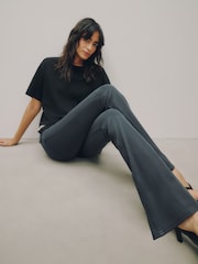 Teal Blue Jersey Bootcut Leggings - Image 3 of 8