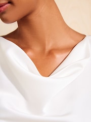 Friends Like These Cream Long Sleeve Satin Cowl Neck Blouse - Image 2 of 5