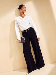 Friends Like These Cream Long Sleeve Satin Cowl Neck Blouse - Image 4 of 5