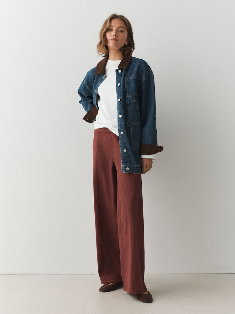 Терракота - Front Seam Jersey Wide Leggings - 6суретінің 1 суреті Терракота - Front Seam Jersey Wide Leggings - 6суретінің 1 суреті