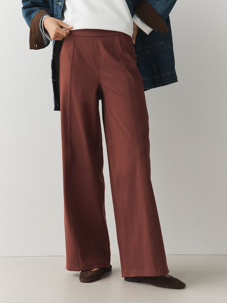 Терракота - Front Seam Jersey Wide Leggings - 6суретінің 2 суреті Терракота - Front Seam Jersey Wide Leggings - 6суретінің 2 суреті
