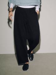 Black Barrel Leg Denim Jersey Trousers - Image 3 of 8