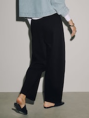 Black Barrel Leg Denim Jersey Trousers - Image 4 of 8