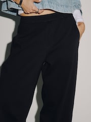 Black Barrel Leg Denim Jersey Trousers - Image 5 of 8