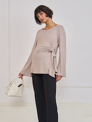 Seraphine Neutral Maternity Tie Detail Top - Image 1 of 4