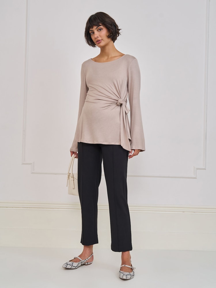 Seraphine Neutral Maternity Tie Detail Top - Image 2 of 4