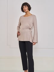Seraphine Neutral Maternity Tie Detail Top - Image 3 of 4