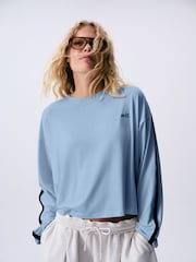 self. Powder Blue Long Sleeve Side Stripe T-Shirt - Image 1 of 4