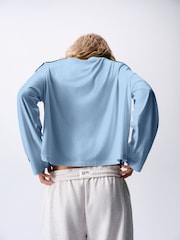 self. Powder Blue Long Sleeve Side Stripe T-Shirt - Image 2 of 4