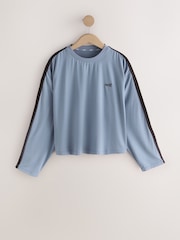 self. Powder Blue Long Sleeve Side Stripe T-Shirt - Image 4 of 4