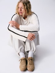 self. Ecru Long Sleeve Side Stripe T-Shirt - Image 3 of 5