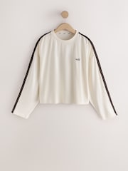 self. Ecru Long Sleeve Side Stripe T-Shirt - Image 5 of 5