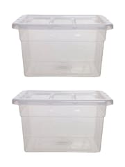 Whitefurze Set of 2 Clear 40cm Storage Boxes - Image 2 of 3