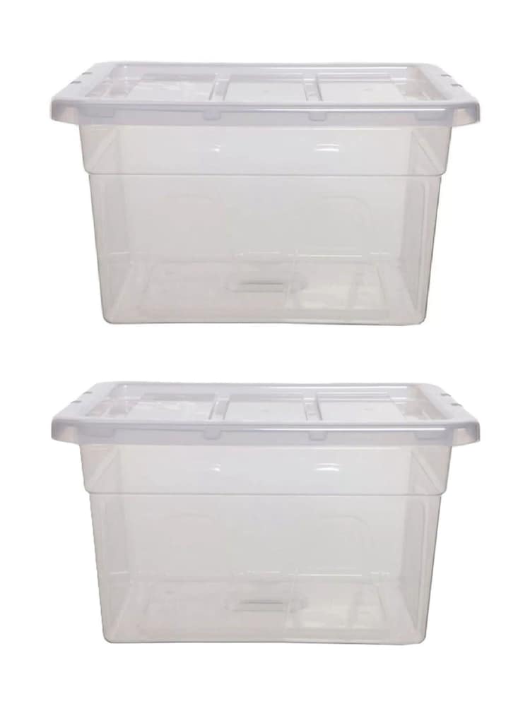 Whitefurze Set of 2 Clear 40cm Storage Boxes - Image 2 of 3