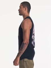 שחור - Religion גופייה בהדפס גולגולת באפקט צבעי מים - תמונה 3 מתוך 5