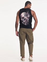 שחור - Religion גופייה בהדפס גולגולת באפקט צבעי מים - תמונה 4 מתוך 5