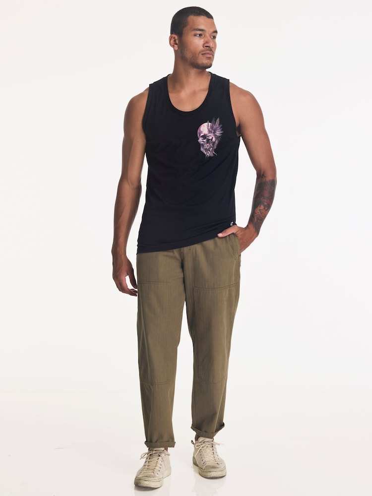 שחור - Religion גופייה בהדפס גולגולת באפקט צבעי מים - תמונה 5 מתוך 5