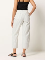 M&Co White Petite Stripe Wide Leg Cropped Trousers - Image 3 of 5