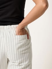 M&Co White Petite Stripe Wide Leg Cropped Trousers - Image 4 of 5