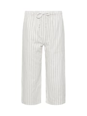 M&Co White Petite Stripe Wide Leg Cropped Trousers - Image 5 of 5