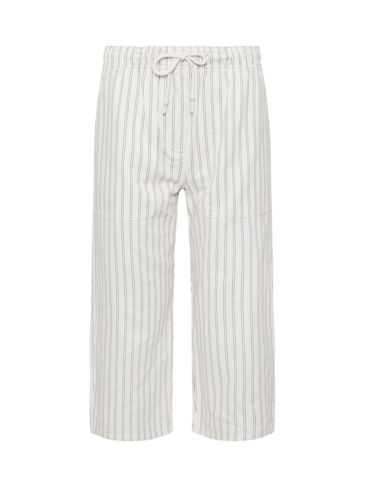 M&Co White Petite Stripe Wide Leg Cropped Trousers - Image 5 of 5 M&Co White Petite Stripe Wide Leg Cropped Trousers - Image 5 of 5