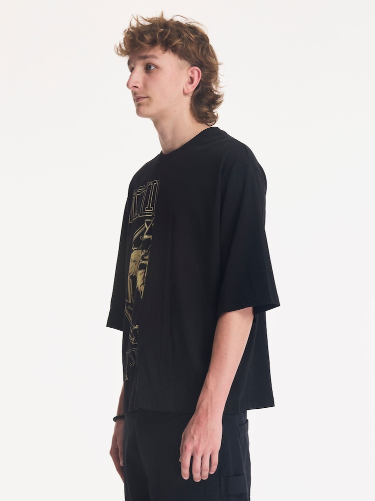 Religion Black Split Stairway Crop T-Shirt - Image 2 of 4