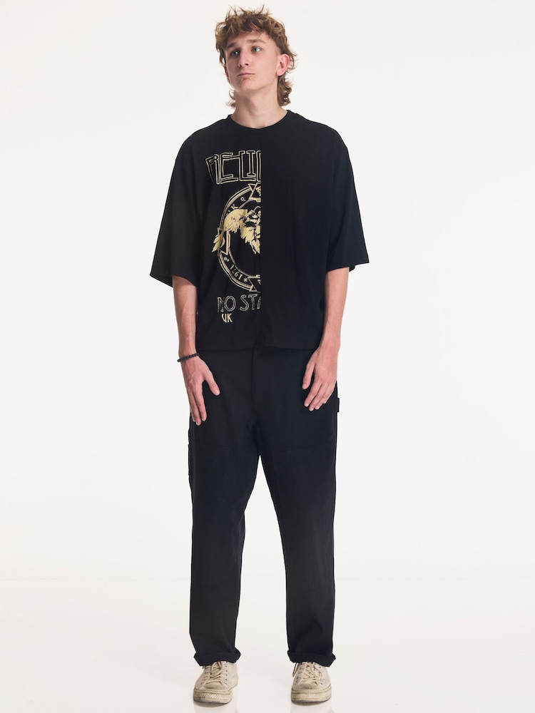 Religion Black Split Stairway Crop T-Shirt - Image 4 of 4