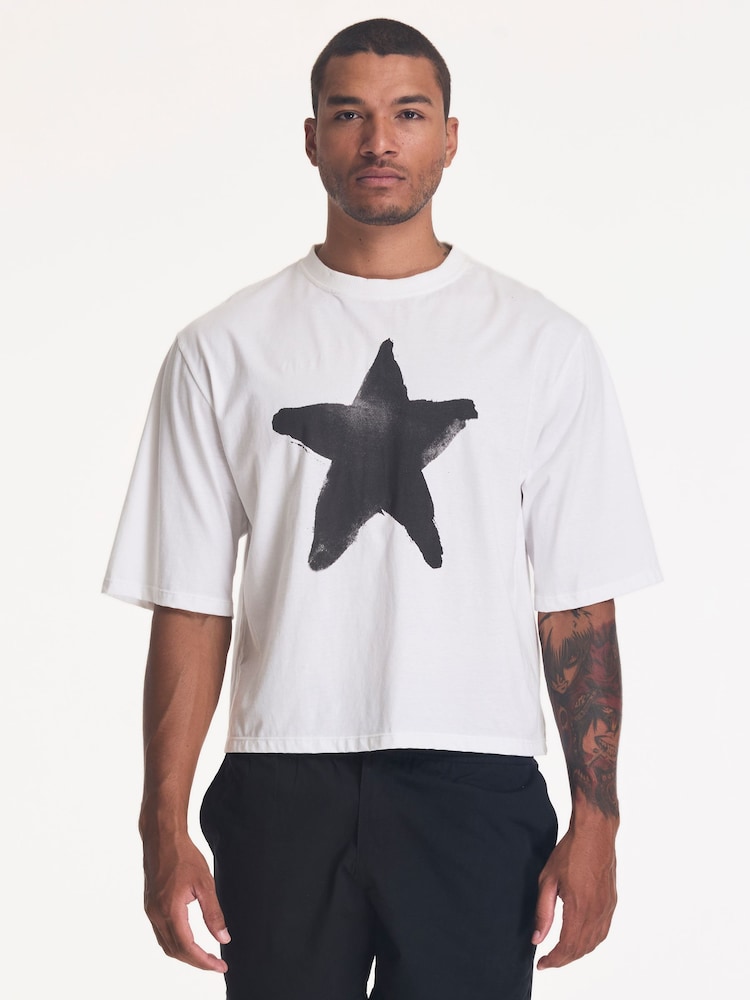 Religion White Star Crop T-Shirt - Image 1 of 4