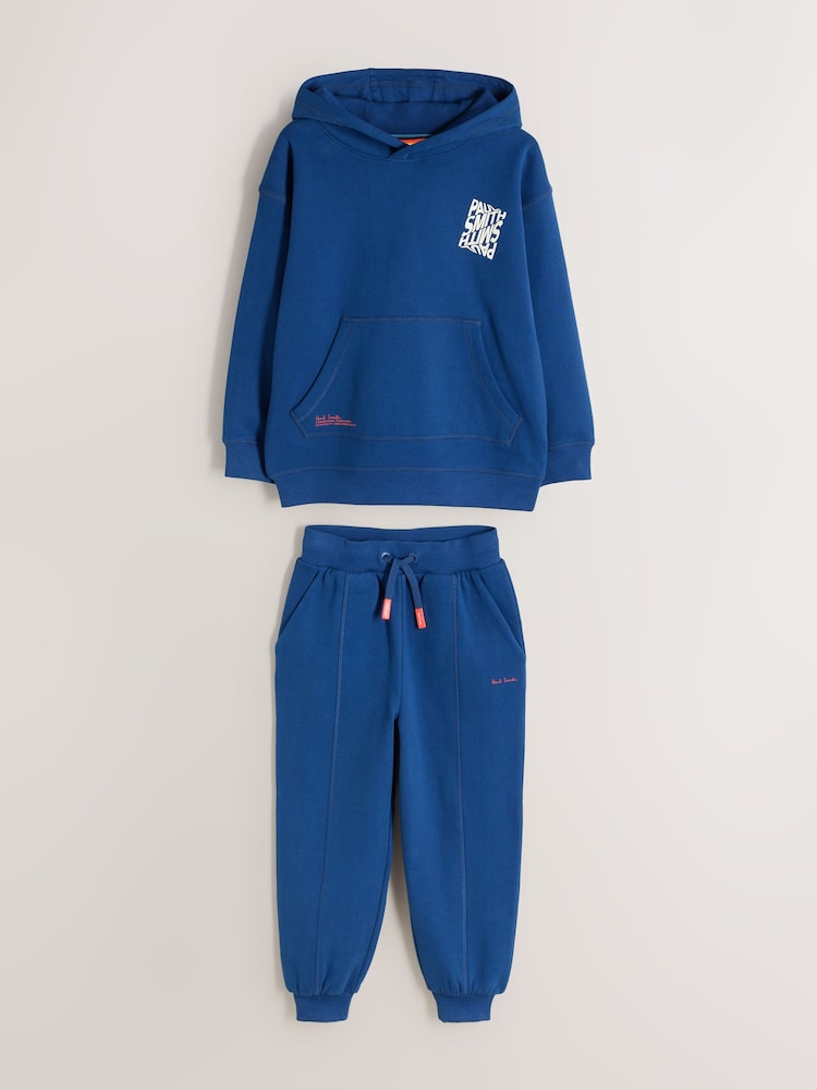 Paul Smith Junior Blue Graphic Hoodie and Joggers Set - Image 1 of 8 Paul Smith Junior Blue Graphic Hoodie and Joggers Set - Image 1 of 8
