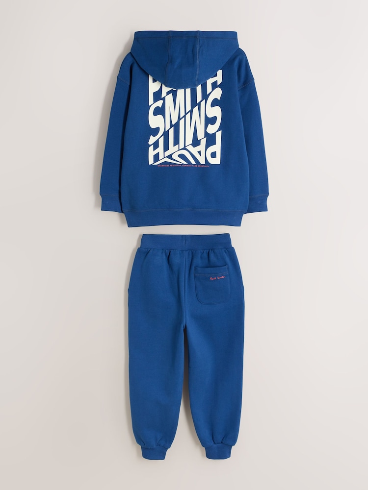 Paul Smith Junior Blue Graphic Hoodie and Joggers Set - Image 2 of 8 Paul Smith Junior Blue Graphic Hoodie and Joggers Set - Image 2 of 8