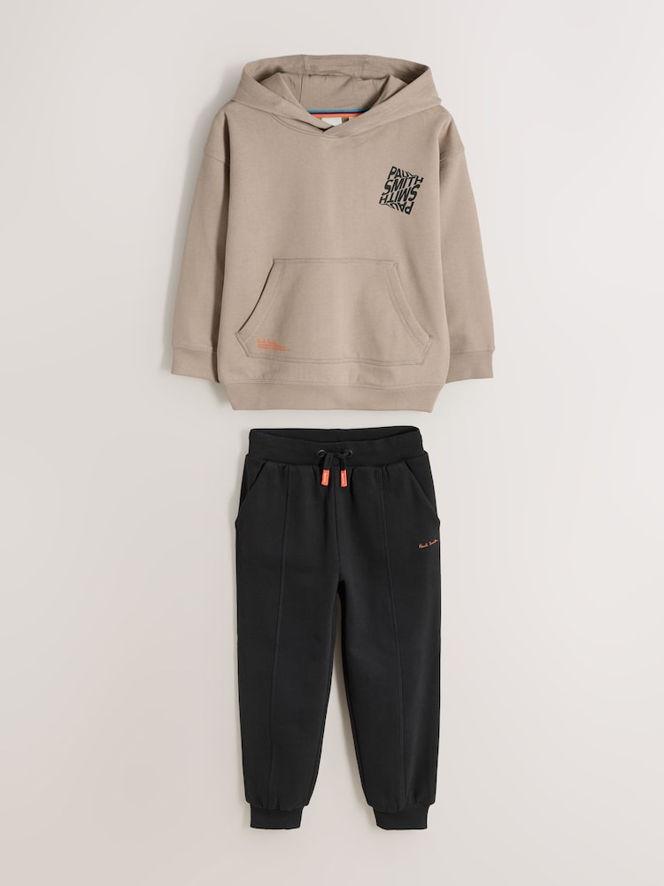 Paul Smith Junior Stone/Black Graphic Hoodie and Joggers Set - Image 1 of 9 Paul Smith Junior Stone/Black Graphic Hoodie and Joggers Set - Image 1 of 9