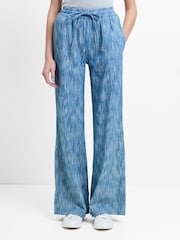 French Connection Blue Bessie Textured Denim Wide Leg Trousers - Image 5 of 7