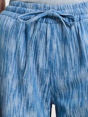 French Connection Blue Bessie Textured Denim Wide Leg Trousers - Image 6 of 7