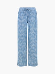 French Connection Blue Bessie Textured Denim Wide Leg Trousers - Image 7 of 7