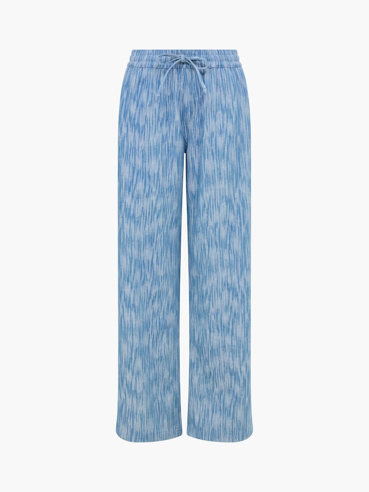 French Connection Blue Bessie Textured Denim Wide Leg Trousers - Image 7 of 7