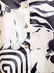 Friends Like These Mono Floral Print Satin Button Through Shirt - Image 6 of 6